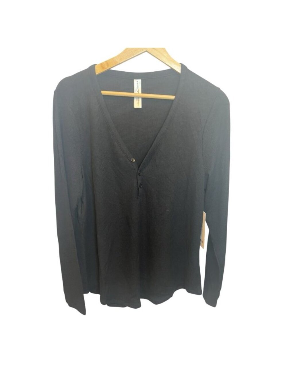 Athleta Women's Wind Down Sleep Top Henley Large Black Modal Soft Stretch NWT - Picture 2 of 10